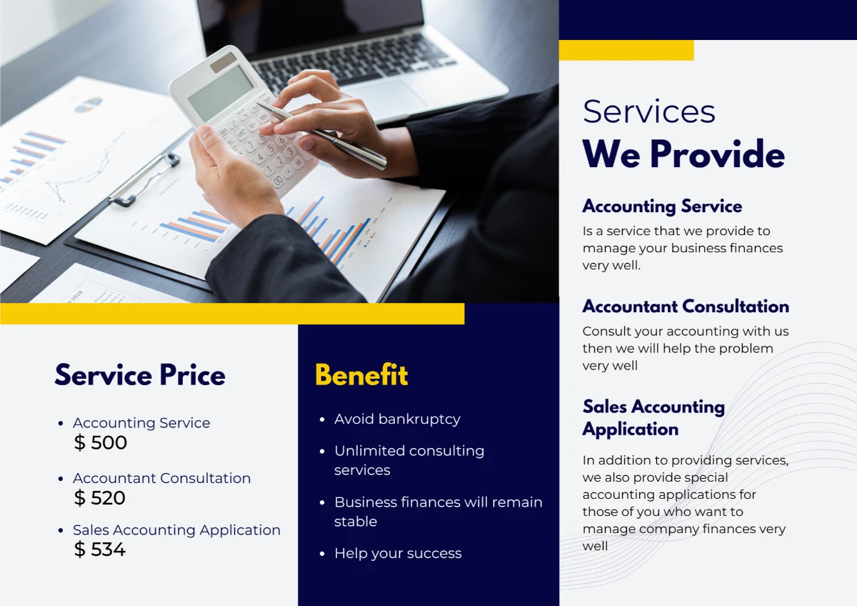 Blue White Modern Business Accounting Services Brochure